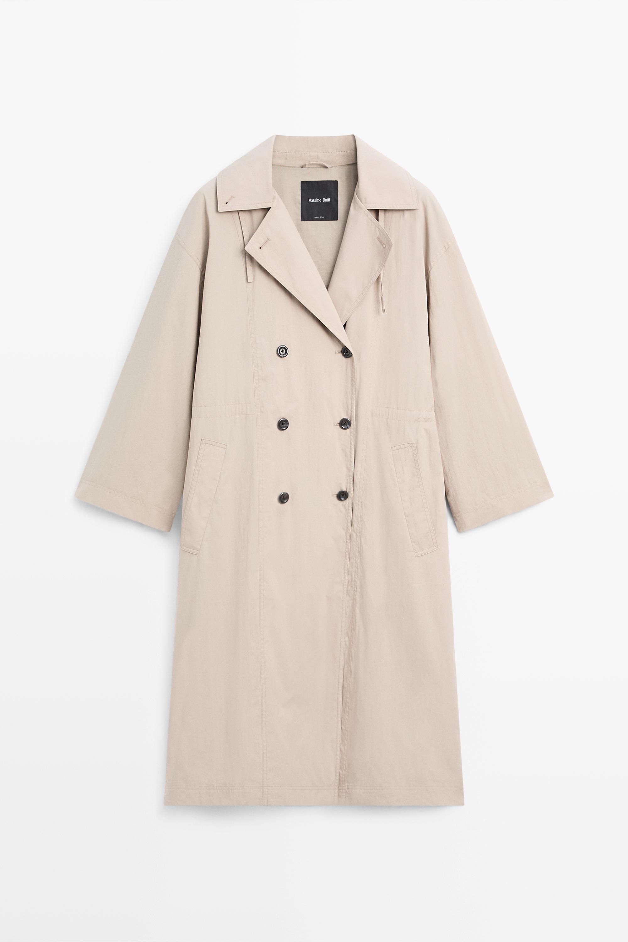 Cotton blend technical trench coat